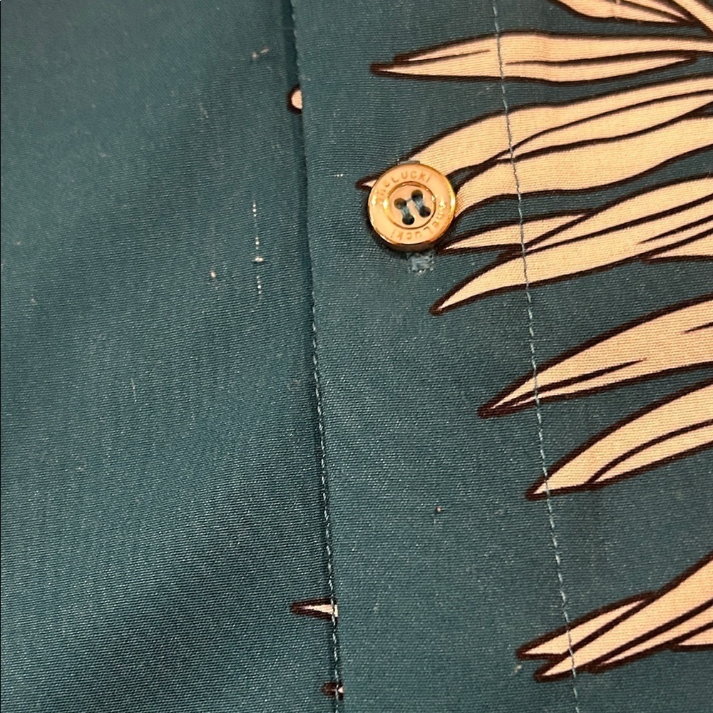 SheLucki Teal Leaf Print Men's Shirt XXXL - Picture 5 of 8